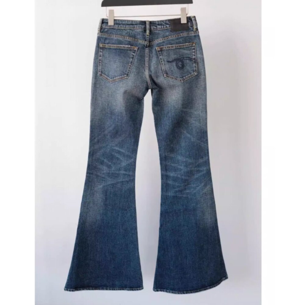 R13 Blue Flared Wide-Leg Jeans - Picture 6 of 10